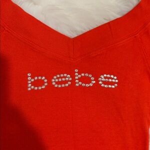 Bebe Vibrant Red Off-Shoulder Top